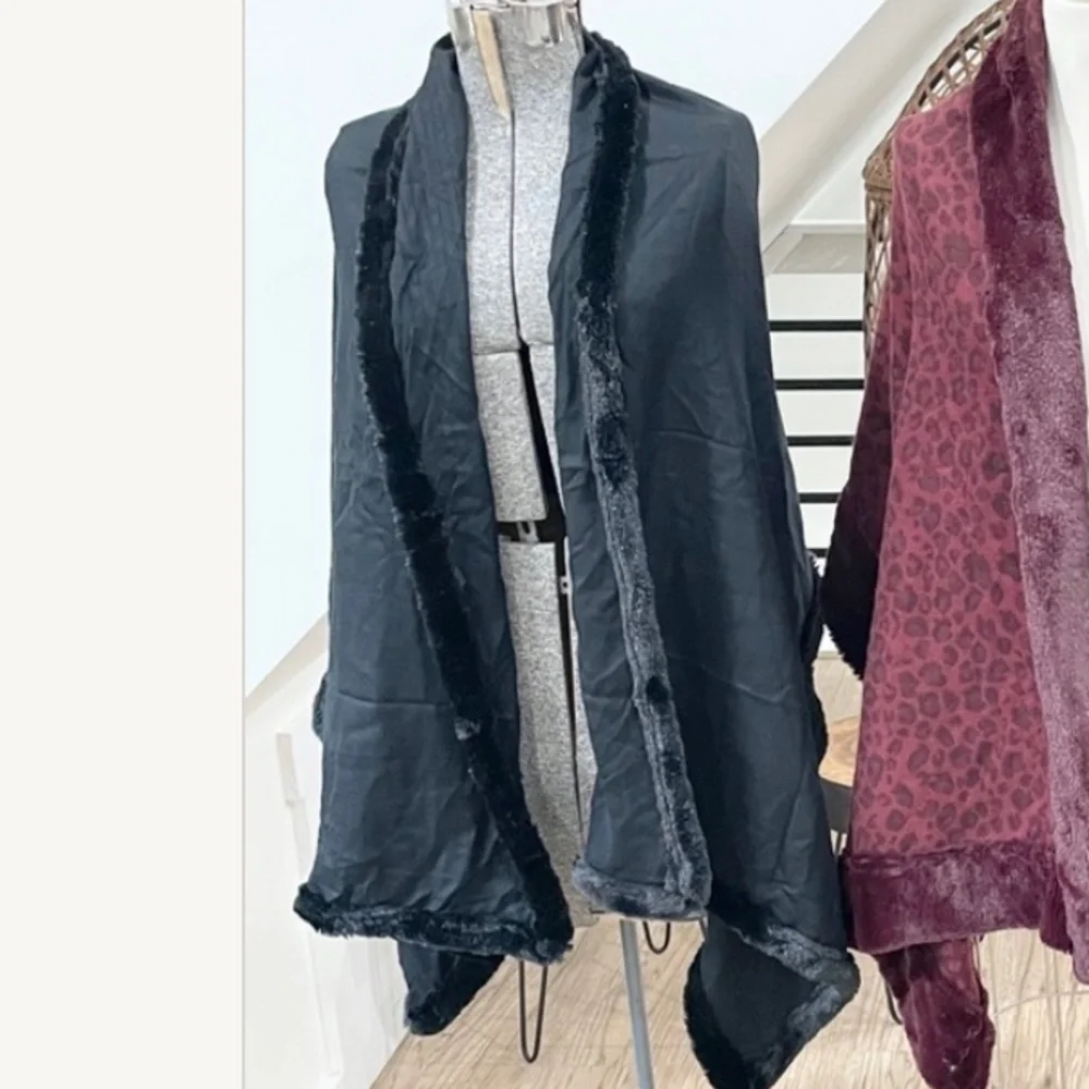 black faux fur oversized scarf shawl 1 item included